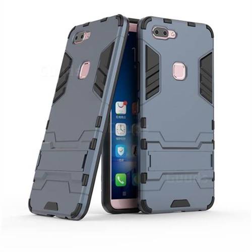 Armor Premium Tactical Grip Kickstand Shockproof Dual Layer Rugged Hard Cover for Vivo X20 - Navy
