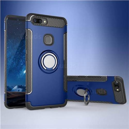 Armor Anti Drop Carbon PC + Silicon Invisible Ring Holder Phone Case for Vivo X20 - Sapphire