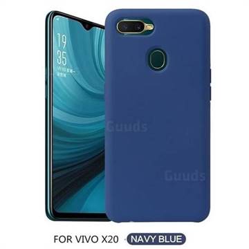 Howmak Slim Liquid Silicone Rubber Shockproof Phone Case Cover for Vivo X20 - Midnight Blue