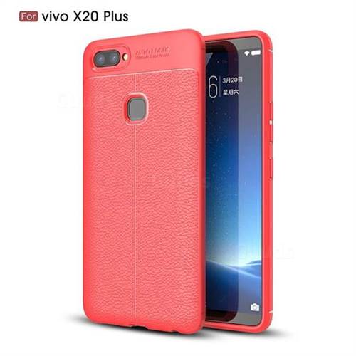 Luxury Auto Focus Litchi Texture Silicone TPU Back Cover for Vivo X20 Plus - Red