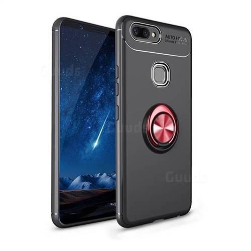 Auto Focus Invisible Ring Holder Soft Phone Case for Vivo X20 Plus - Black Red