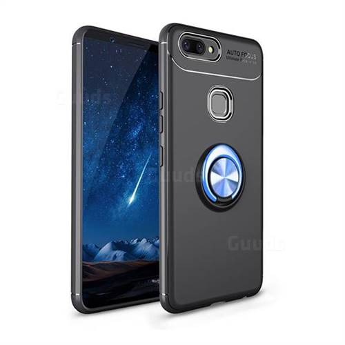 Auto Focus Invisible Ring Holder Soft Phone Case for Vivo X20 Plus - Black Blue