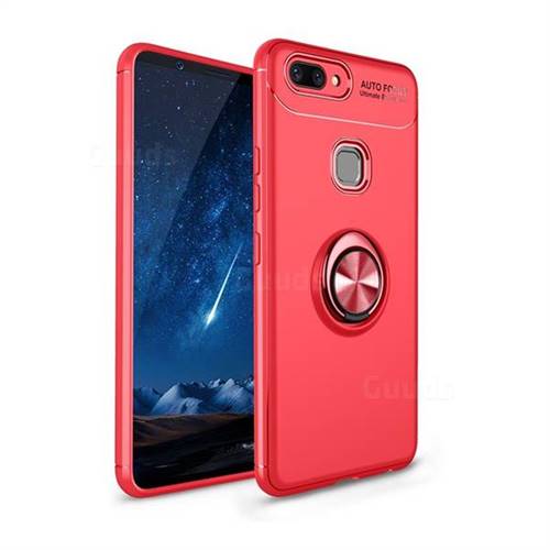 Auto Focus Invisible Ring Holder Soft Phone Case for Vivo X20 Plus - Red