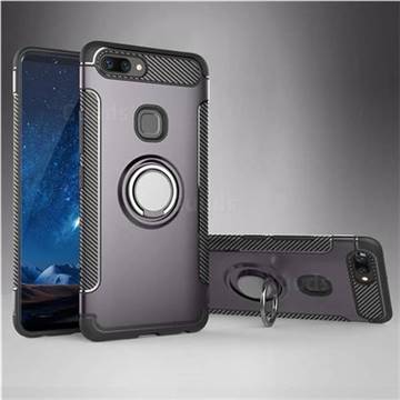 Armor Anti Drop Carbon PC + Silicon Invisible Ring Holder Phone Case for Vivo X20 Plus - Grey