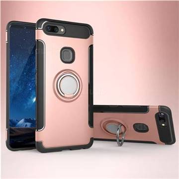 Armor Anti Drop Carbon PC + Silicon Invisible Ring Holder Phone Case for Vivo X20 Plus - Rose Gold
