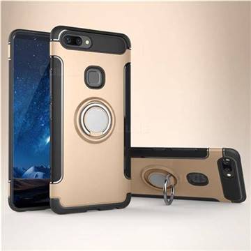 Armor Anti Drop Carbon PC + Silicon Invisible Ring Holder Phone Case for Vivo X20 Plus - Champagne