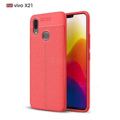 Luxury Auto Focus Litchi Texture Silicone TPU Back Cover for vivo X21 - Red