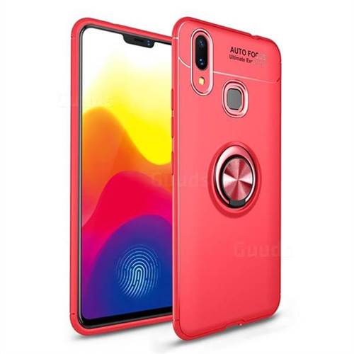 Auto Focus Invisible Ring Holder Soft Phone Case for vivo X21 - Red