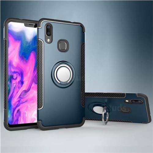 Armor Anti Drop Carbon PC + Silicon Invisible Ring Holder Phone Case for vivo X21 - Navy