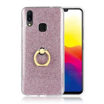 Luxury Soft TPU Glitter Back Ring Cover with 360 Rotate Finger Holder Buckle for vivo X21 - Pink