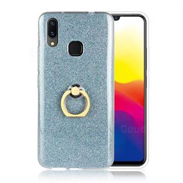 Luxury Soft TPU Glitter Back Ring Cover with 360 Rotate Finger Holder Buckle for vivo X21 - Blue