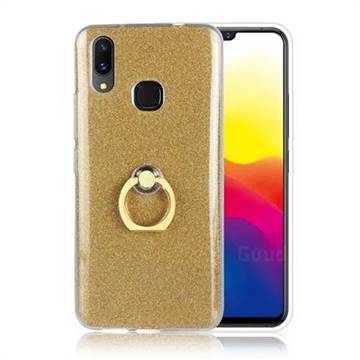 Luxury Soft TPU Glitter Back Ring Cover with 360 Rotate Finger Holder Buckle for vivo X21 - Golden