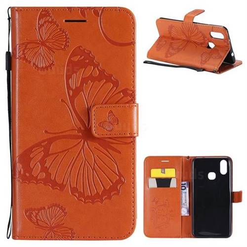 Embossing 3D Butterfly Leather Wallet Case for vivo X21 - Orange