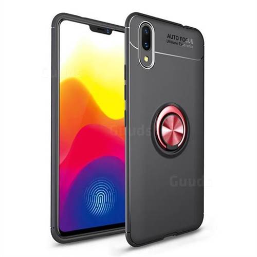 Auto Focus Invisible Ring Holder Soft Phone Case for vivo X21 UD - Black Red