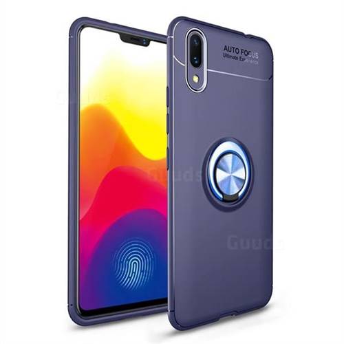 Auto Focus Invisible Ring Holder Soft Phone Case for vivo X21 UD - Blue