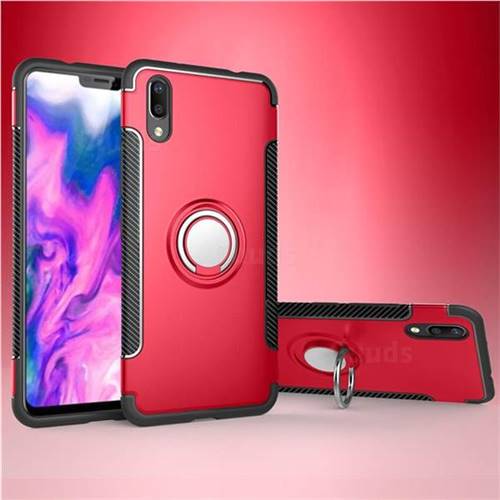 Armor Anti Drop Carbon PC + Silicon Invisible Ring Holder Phone Case for vivo X21 UD - Red