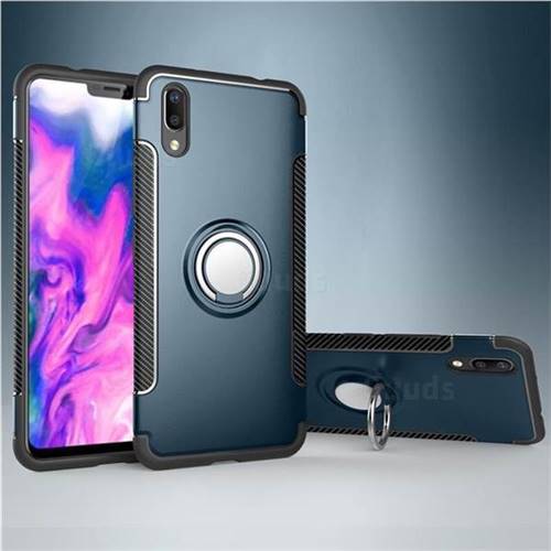 Armor Anti Drop Carbon PC + Silicon Invisible Ring Holder Phone Case for vivo X21 UD - Navy