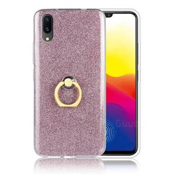 Luxury Soft TPU Glitter Back Ring Cover with 360 Rotate Finger Holder Buckle for vivo X21 UD - Pink