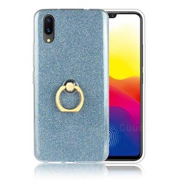 Luxury Soft TPU Glitter Back Ring Cover with 360 Rotate Finger Holder Buckle for vivo X21 UD - Blue