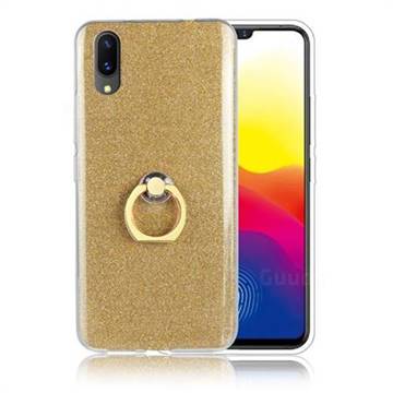 Luxury Soft TPU Glitter Back Ring Cover with 360 Rotate Finger Holder Buckle for vivo X21 UD - Golden