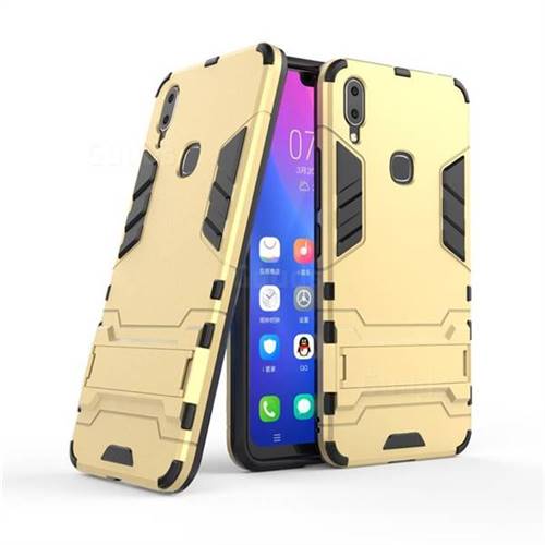 Armor Premium Tactical Grip Kickstand Shockproof Dual Layer Rugged Hard Cover for vivo X21i - Golden