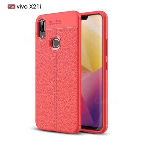 Luxury Auto Focus Litchi Texture Silicone TPU Back Cover for vivo X21i - Red