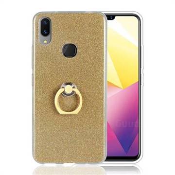 Luxury Soft TPU Glitter Back Ring Cover with 360 Rotate Finger Holder Buckle for vivo X21i - Golden