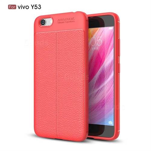 Luxury Auto Focus Litchi Texture Silicone TPU Back Cover for Vivo Y53 - Red