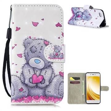 Love Panda 3D Painted Leather Wallet Phone Case for Vivo Y53
