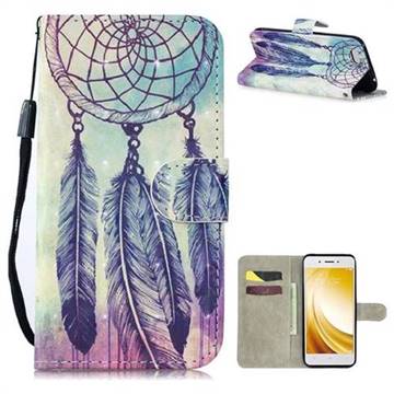 Feather Wind Chimes 3D Painted Leather Wallet Phone Case for Vivo Y53