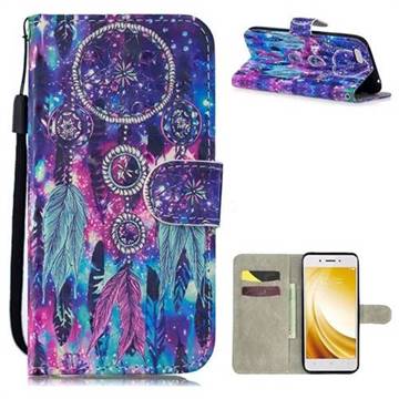 Star Wind Chimes 3D Painted Leather Wallet Phone Case for Vivo Y53