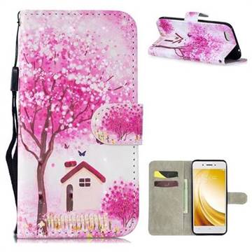 Tree House 3D Painted Leather Wallet Phone Case for Vivo Y53