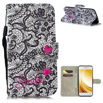 Lace Flower 3D Painted Leather Wallet Phone Case for Vivo Y53