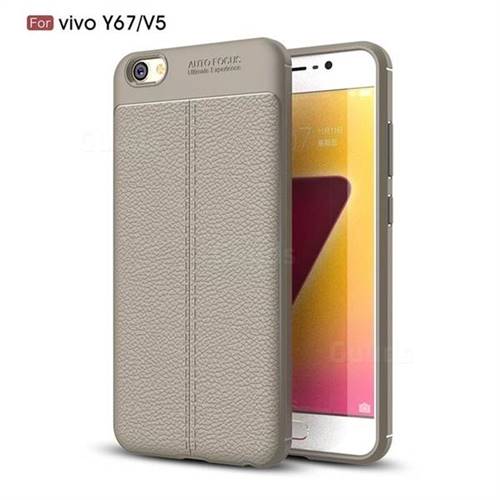 Luxury Auto Focus Litchi Texture Silicone TPU Back Cover for Vivo Y67 - Gray