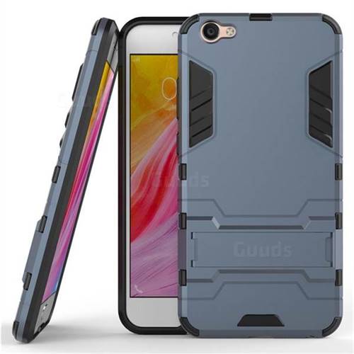 Armor Premium Tactical Grip Kickstand Shockproof Dual Layer Rugged Hard Cover for Vivo Y67 - Navy