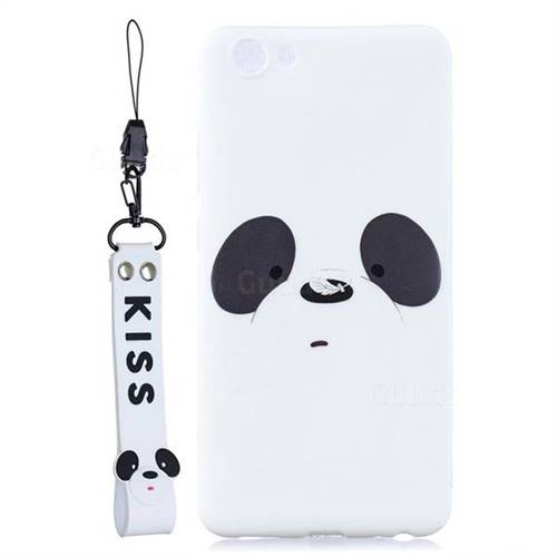 White Feather Panda Soft Kiss Candy Hand Strap Silicone Case for vivo Y71(vivo Y71i)