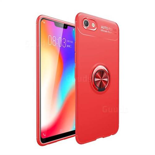 Auto Focus Invisible Ring Holder Soft Phone Case for vivo Y83 - Red
