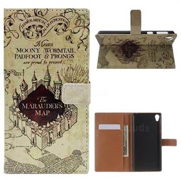 The Marauders Map Leather Wallet Case for Sony Xperia E5
