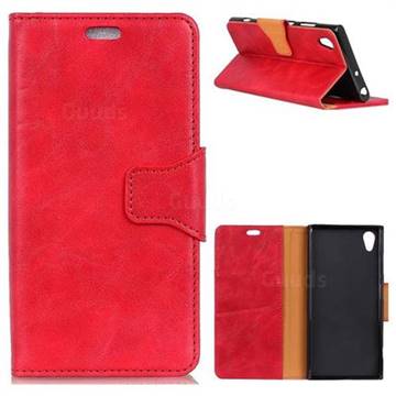 MURREN Luxury Crazy Horse PU Leather Wallet Phone Case for Sony Xperia E5 - Red
