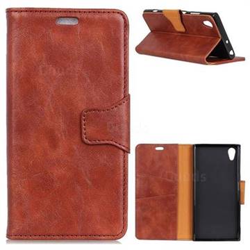 MURREN Luxury Crazy Horse PU Leather Wallet Phone Case for Sony Xperia E5 - Brown