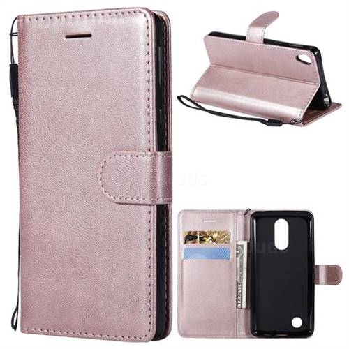 Retro Greek Classic Smooth PU Leather Wallet Phone Case for Sony Xperia E5 - Rose Gold