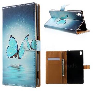 Sea Blue Butterfly Leather Wallet Case for Sony Xperia Z3 LTE D6653 D6603