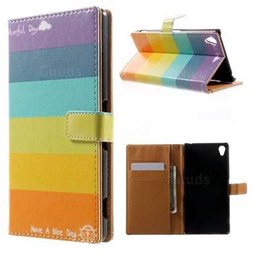 Rainbow Leather Wallet Case for Sony Xperia Z3 LTE D6653 D6603