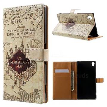 The Marauders Map Leather Wallet Case for Sony Xperia Z3 LTE D6653 D6603