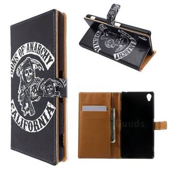 Black Skull Leather Wallet Case for Sony Xperia Z3 LTE D6653 D6603