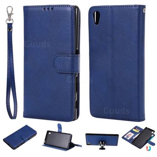 Retro Greek Detachable Magnetic PU Leather Wallet Phone Case for Sony Xperia Z3 - Blue