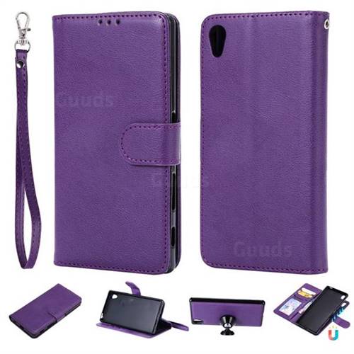 Retro Greek Detachable Magnetic PU Leather Wallet Phone Case for Sony Xperia Z3 - Purple