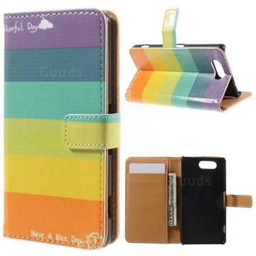 Rainbow Leather Wallet Case for Sony Xperia Z3 Compact D5803 M55w