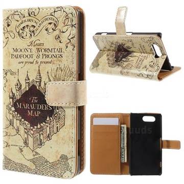 The Marauders Map Leather Wallet Case for Sony Xperia Z3 Compact D5803 M55w