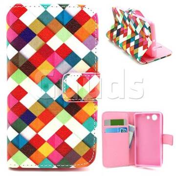 Color Plaid Leather Wallet Case for Sony Xperia Z3 Compact Mini D5803 M55w